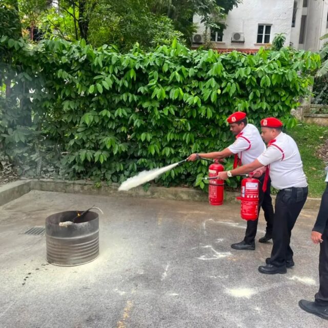 For fire extinguisher training, cover both ABC Dry Powder and CO₂ extinguishers:
